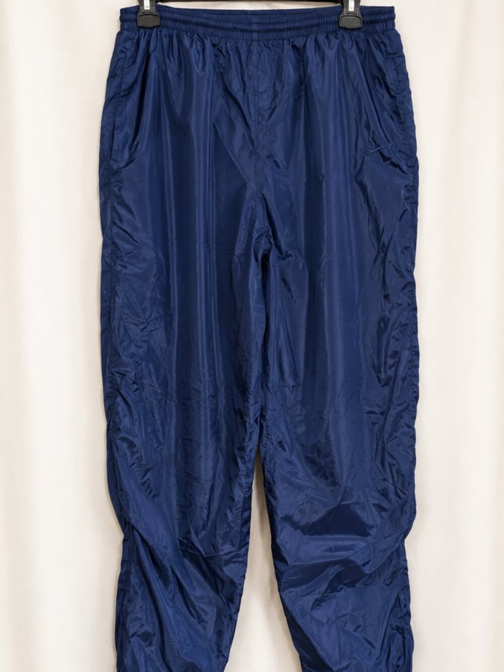 Vintage Nike Nylon Track Pants Y2K Navy Blue Windbreaker Joggers Men’s Large